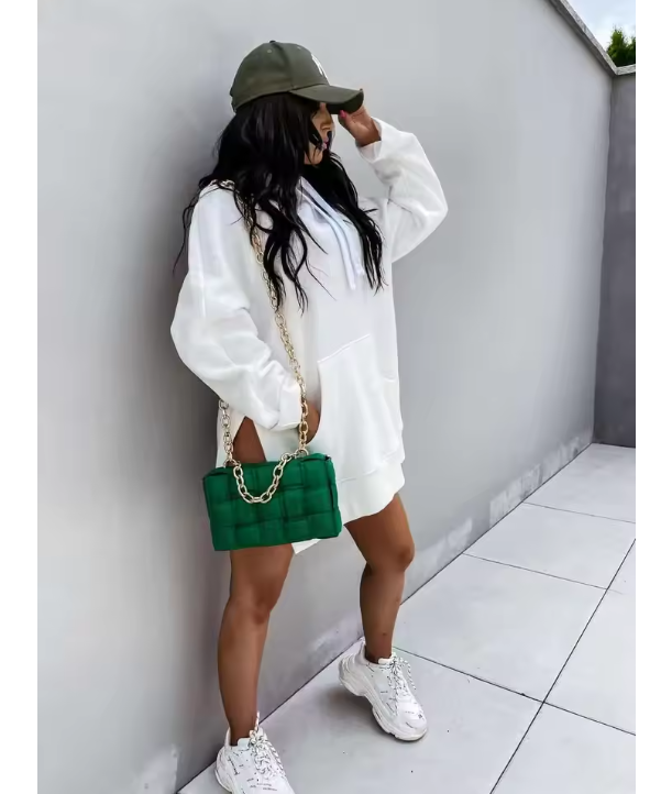 MALIA - maxi-felpa in pile con cappuccio