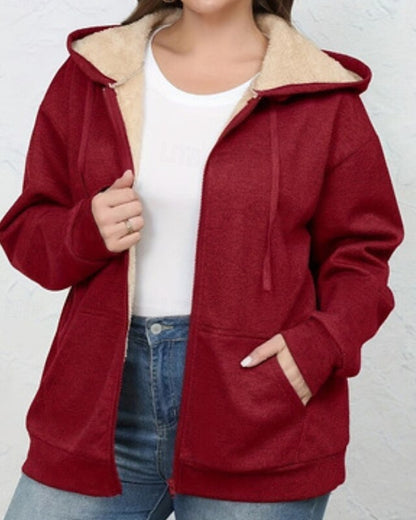 AURA - giacca in felpa con cappuccio, foderata in Sherpa