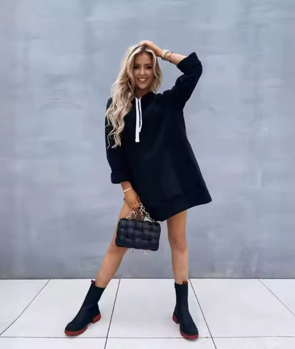 MALIA - maxi-felpa in pile con cappuccio