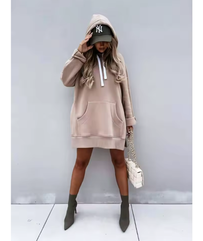 MALIA - maxi-felpa in pile con cappuccio