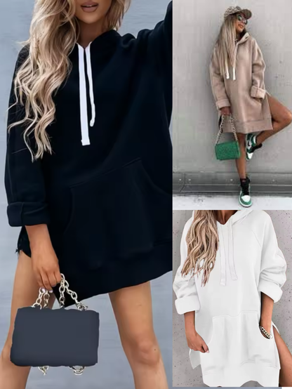 MALIA - maxi-felpa in pile con cappuccio