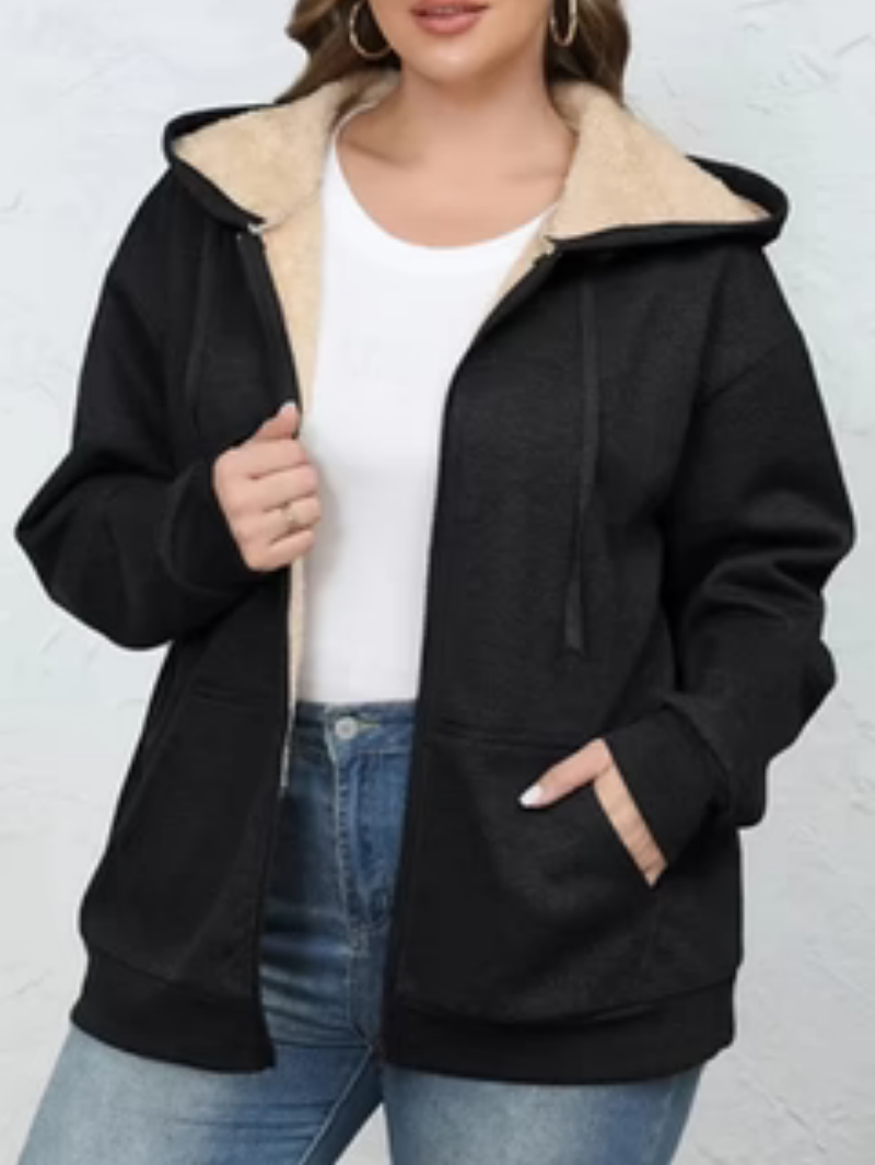 AURA - giacca in felpa con cappuccio, foderata in Sherpa